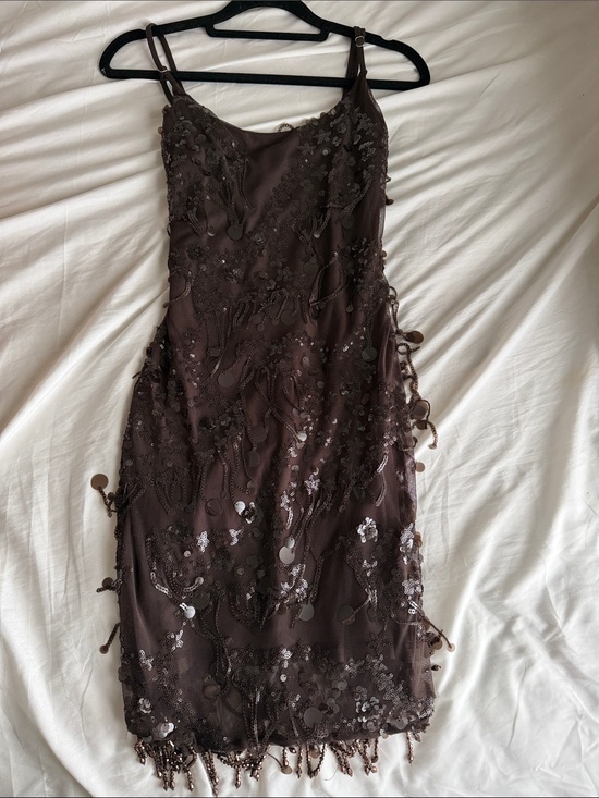 White Fox Boutique Dresses & Skirts - White Fox Boutique Chocolate Brown Sequin Slip Mini Dress